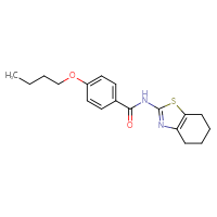 Chemical structure of 4-butoxy-N-(4,5,6,7-tetrahydro-1,3-benzothiazol-2-yl)benzamide - CSSB00105082917