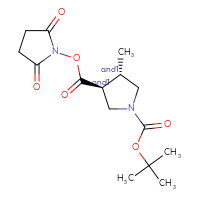Chemical structure of rac-1-tert-butyl 3-(2,5-dioxopyrrolidin-1-yl) (3R,4R)-4-methylpyrrolidine-1,3-dicarboxylate - CSSB17484213813
