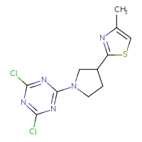 Chemical structure of 2,4-dichloro-6-[3-(4-methyl-1,3-thiazol-2-yl)pyrrolidin-1-yl]-1,3,5-triazine - CSSB06603039952