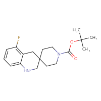 Chemical structure of tert-butyl 5'-fluoro-2',4'-dihydro-1'H-spiro[piperidine-4,3'-quinoline]-1-carboxylate - CSSB00010884199