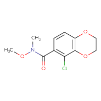 Chemical structure of 5-chloro-N-methoxy-N-methyl-2,3-dihydro-1,4-benzodioxine-6-carboxamide - CSSB15033579656