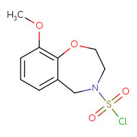 Chemical structure of 9-methoxy-2,3,4,5-tetrahydro-1,4-benzoxazepine-4-sulfonyl chloride - CSSB21224764561