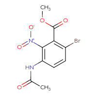 Chemical structure of methyl 6-bromo-3-acetamido-2-nitrobenzoate - CSSB14823824780