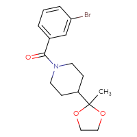 Chemical structure of 1-(3-bromobenzoyl)-4-(2-methyl-1,3-dioxolan-2-yl)piperidine - CSSB02075024243