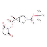 Chemical structure of 3-tert-butyl 6-(2,5-dioxopyrrolidin-1-yl) (1R,5S,6R)-6-bromo-3-azabicyclo[3.1.0]hexane-3,6-dicarboxylate - CSSB20271124000