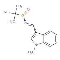 Chemical structure of (R)-2-methyl-N-[(1-methyl-1H-indol-3-yl)methylidene]propane-2-sulfinamide - CSSB00036241785