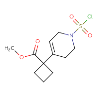 Chemical structure of methyl 1-[1-(chlorosulfonyl)-1,2,3,6-tetrahydropyridin-4-yl]cyclobutane-1-carboxylate - CSSB21224771712