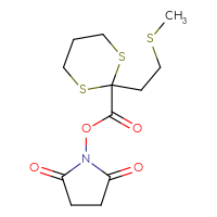 Chemical structure of 2,5-dioxopyrrolidin-1-yl 2-[2-(methylsulfanyl)ethyl]-1,3-dithiane-2-carboxylate - CSSB20270129142