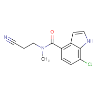 Chemical structure of 7-chloro-N-(2-cyanoethyl)-N-methyl-1H-indole-4-carboxamide - CSSB06466746869