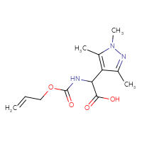 Chemical structure of 2-{[(prop-2-en-1-yloxy)carbonyl]amino}-2-(1,3,5-trimethyl-1H-pyrazol-4-yl)acetic acid - CSSB02206017355