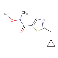 Chemical structure of 2-(cyclopropylmethyl)-N-methoxy-N-methyl-1,3-thiazole-5-carboxamide - CSSB01992248082