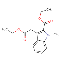 Chemical structure of ethyl 3-(2-ethoxy-2-oxoethyl)-1-methyl-1H-indole-2-carboxylate - CSSB00121573795