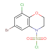 Chemical structure of 6-bromo-8-chloro-3,4-dihydro-2H-1,4-benzoxazine-4-sulfonyl chloride - CSSB15004701030