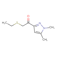 Chemical structure of 1-(1,5-dimethyl-1H-pyrazol-3-yl)-2-(ethylsulfanyl)ethan-1-one - CSSB02127942011