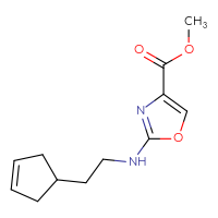 Chemical structure of methyl 2-{[2-(cyclopent-3-en-1-yl)ethyl]amino}-1,3-oxazole-4-carboxylate - CSSB06747942650