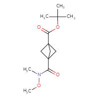 Chemical structure of tert-butyl 3-[methoxy(methyl)carbamoyl]bicyclo[1.1.1]pentane-1-carboxylate - CSSB01148880609