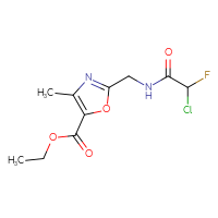 Chemical structure of ethyl 2-[(2-chloro-2-fluoroacetamido)methyl]-4-methyl-1,3-oxazole-5-carboxylate - CSSB21332120706
