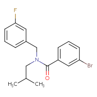 Chemical structure of 3-bromo-N-[(3-fluorophenyl)methyl]-N-(2-methylpropyl)benzamide - CSSB13836608486