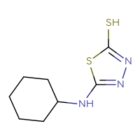Chemical structure of 5-(cyclohexylamino)-1,3,4-thiadiazole-2-thiol - CSSB00000182663