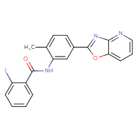 Chemical structure of 2-iodo-N-(2-methyl-5-{[1,3]oxazolo[4,5-b]pyridin-2-yl}phenyl)benzamide - CSSB00121686798