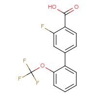 Chemical structure of 3-fluoro-2'-(trifluoromethoxy)-[1,1'-biphenyl]-4-carboxylic acid - CSSB00000739948