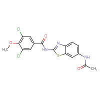 Chemical structure of 3,5-dichloro-N-(6-acetamido-1,3-benzothiazol-2-yl)-4-methoxybenzamide - CSSB00121599698