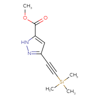 Chemical structure of methyl 3-[2-(trimethylsilyl)ethynyl]-1H-pyrazole-5-carboxylate - CSSB06593193562