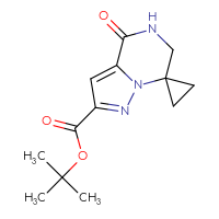 Chemical structure of tert-butyl 4'-oxo-5',6'-dihydro-4'H-spiro[cyclopropane-1,7'-pyrazolo[1,5-a]pyrazine]-2'-carboxylate - CSSB06263149308