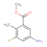 Chemical structure of methyl 5-amino-3-fluoro-2-methylbenzoate - CSSB00020974501