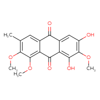 Chemical structure of 1,3-dihydroxy-2,7,8-trimethoxy-6-methyl-9,10-dihydroanthracene-9,10-dione - CSSB14929136732