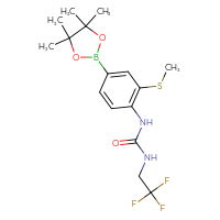 Chemical structure of 1-[2-(methylsulfanyl)-4-(4,4,5,5-tetramethyl-1,3,2-dioxaborolan-2-yl)phenyl]-3-(2,2,2-trifluoroethyl)urea - CSSB21245995198
