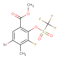 Chemical structure of methyl 5-bromo-3-fluoro-4-methyl-2-(trifluoromethanesulfonyloxy)benzoate - CSSB21332074781
