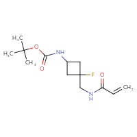 Chemical structure of tert-butyl N-{3-fluoro-3-[(prop-2-enamido)methyl]cyclobutyl}carbamate - CSMB00153713777