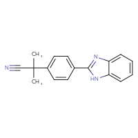 Chemical structure of 2-[4-(1H-1,3-benzodiazol-2-yl)phenyl]-2-methylpropanenitrile - CSSB01384077583