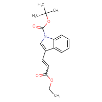 Chemical structure of tert-butyl 3-(3-ethoxy-3-oxoprop-1-en-1-yl)-1H-indole-1-carboxylate - CSSB00029132215