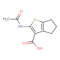 Chemical structure of 2-acetamido-4H,5H,6H-cyclopenta[b]thiophene-3-carboxylic acid - CSSB00000178332