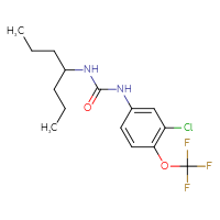 Chemical structure of 1-[3-chloro-4-(trifluoromethoxy)phenyl]-3-(heptan-4-yl)urea - CSSB21432505182
