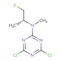 Chemical structure of 4,6-dichloro-N-[(2R)-1-fluoropropan-2-yl]-N-methyl-1,3,5-triazin-2-amine - CSSB02516980368