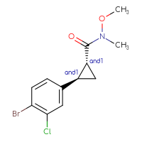 Chemical structure of rac-(1R,2R)-2-(4-bromo-3-chlorophenyl)-N-methoxy-N-methylcyclopropane-1-carboxamide - CSSB21291563827