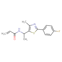 Chemical structure of N-{1-[2-(4-fluorophenyl)-4-methyl-1,3-thiazol-5-yl]ethyl}prop-2-enamide - CSSB02034704619