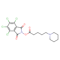 Chemical structure of 4,5,6,7-tetrachloro-1,3-dioxo-2,3-dihydro-1H-isoindol-2-yl 5-(piperidin-1-yl)pentanoate - CSSB20271124042