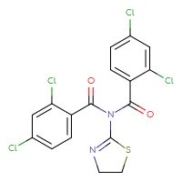 Chemical structure of 2,4-dichloro-N-(2,4-dichlorobenzoyl)-N-(4,5-dihydro-1,3-thiazol-2-yl)benzamide - CSSB00121707542