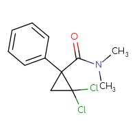 Chemical structure of 2,2-dichloro-N,N-dimethyl-1-phenylcyclopropane-1-carboxamide - CSSB01432919596