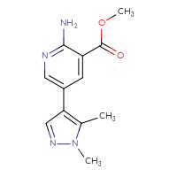 Chemical structure of methyl 2-amino-5-(1,5-dimethyl-1H-pyrazol-4-yl)pyridine-3-carboxylate - CSSB03513395716