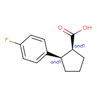 Chemical structure of rac-(1R,2S)-2-(4-fluorophenyl)cyclopentane-1-carboxylic acid - CSSB20620677900