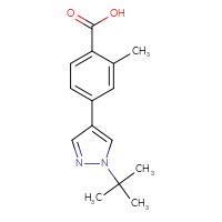 Chemical structure of 4-(1-tert-butyl-1H-pyrazol-4-yl)-2-methylbenzoic acid - CSSB02009208722