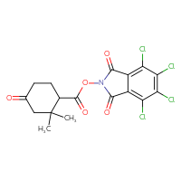 Chemical structure of 4,5,6,7-tetrachloro-1,3-dioxo-2,3-dihydro-1H-isoindol-2-yl 2,2-dimethyl-4-oxocyclohexane-1-carboxylate - CSSB20270601945
