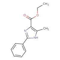Chemical structure of ethyl 5-methyl-2-phenyl-1H-imidazole-4-carboxylate - CSSB00000283495