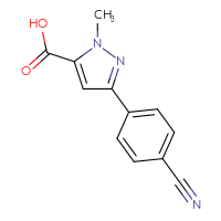 Chemical structure of 3-(4-cyanophenyl)-1-methyl-1H-pyrazole-5-carboxylic acid - CSSB00103031597
