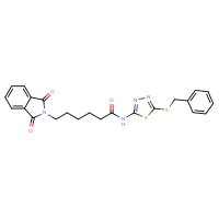 Chemical structure of N-[5-(benzylsulfanyl)-1,3,4-thiadiazol-2-yl]-6-(1,3-dioxo-2,3-dihydro-1H-isoindol-2-yl)hexanamide - CSSB00026746833
